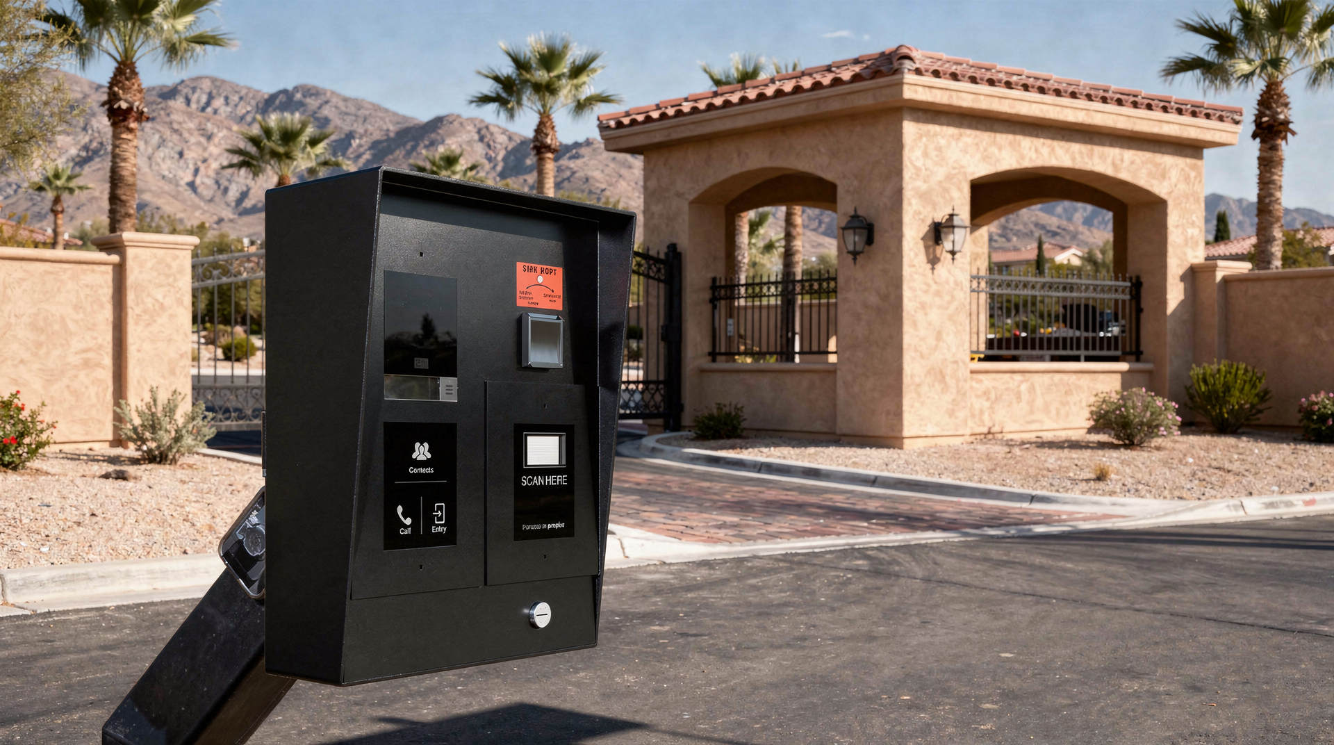 visitor kiosk desert gated community