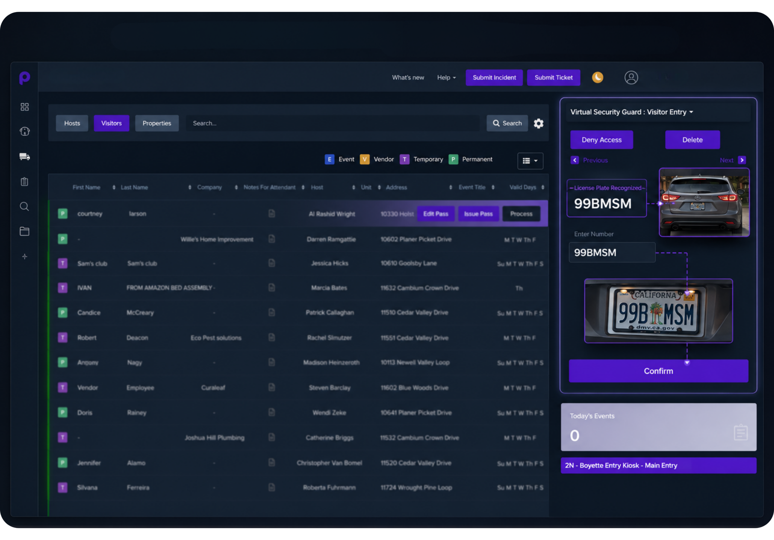 Gate Attendant Visitor Management Dashboard