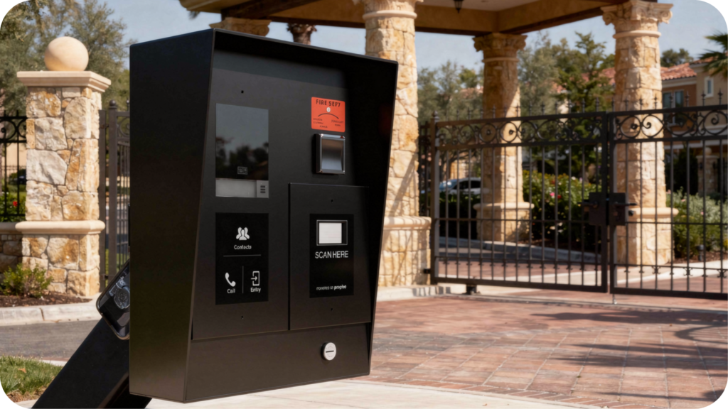 HOA call box telephone entry unit visitor kiosk gated commuinity